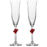 L´Amour - 2 poháry na sekt s červenými srdíčky