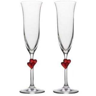 L´Amour - 2 poháry na sekt s červenými srdíčky