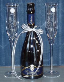 Svatební sada :  sekt Bohemia brut + flétny