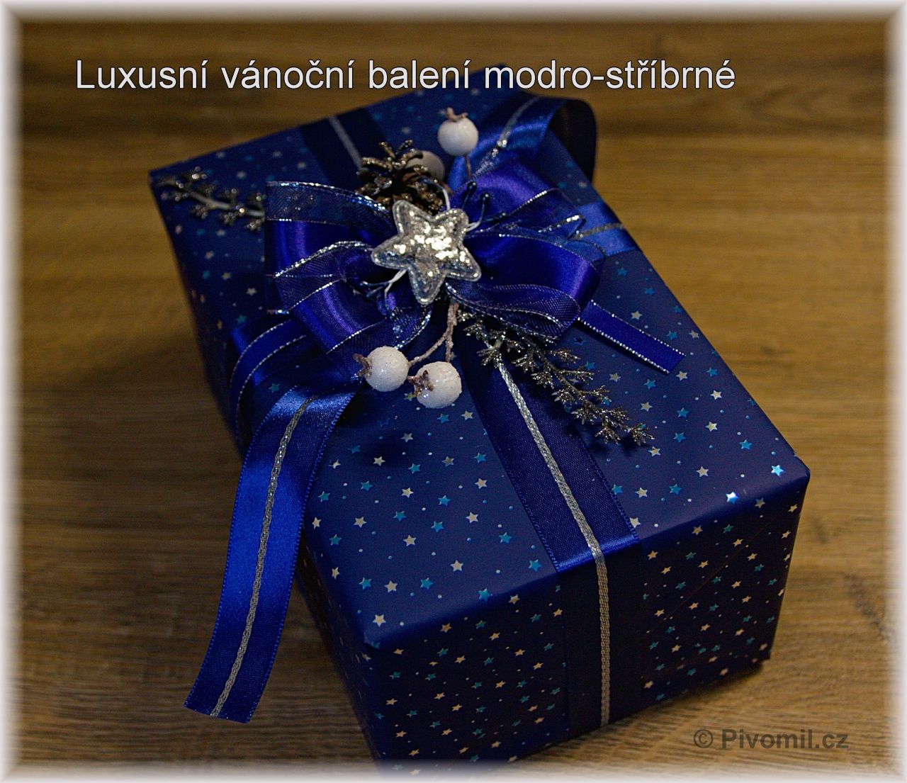 Luxusní vánoční balení modro-stříbrné