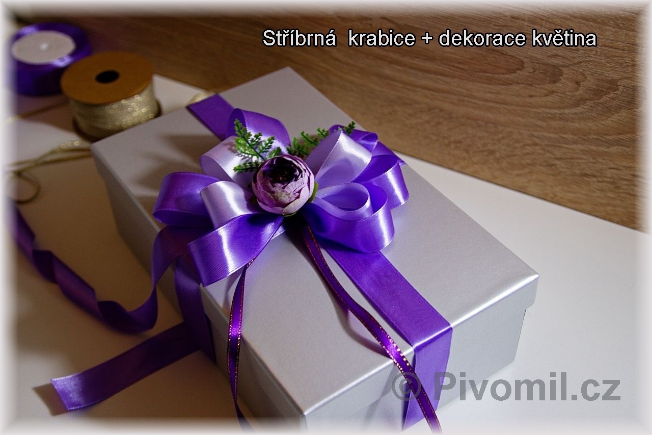 Dárková krabice stříbrná perleťová