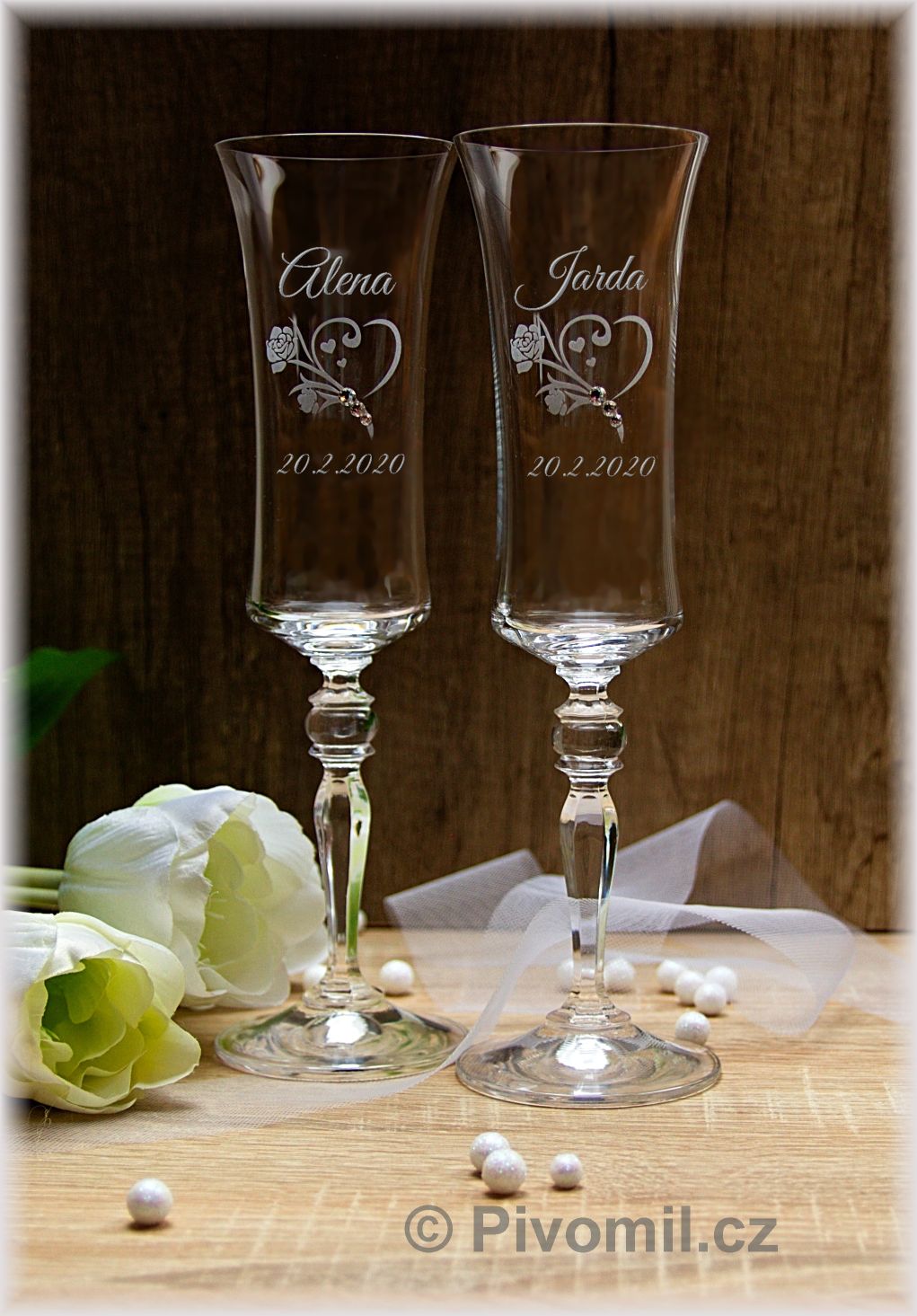 Svatební sklenice ROSE s krystaly SWAROVSKI®ELEMENTS