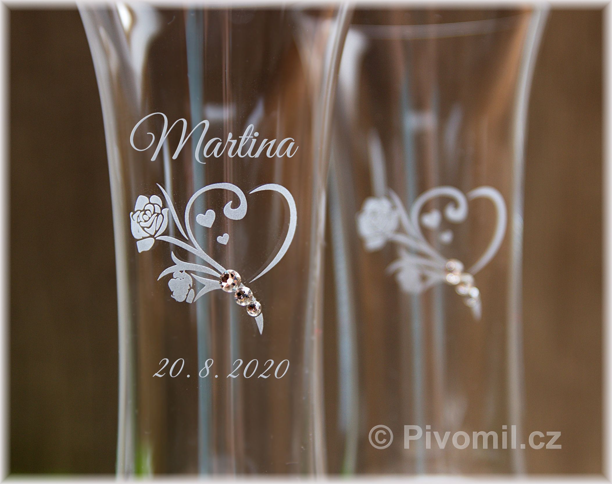 Svatební sklenice ROSE s krystaly SWAROVSKI®ELEMENTS