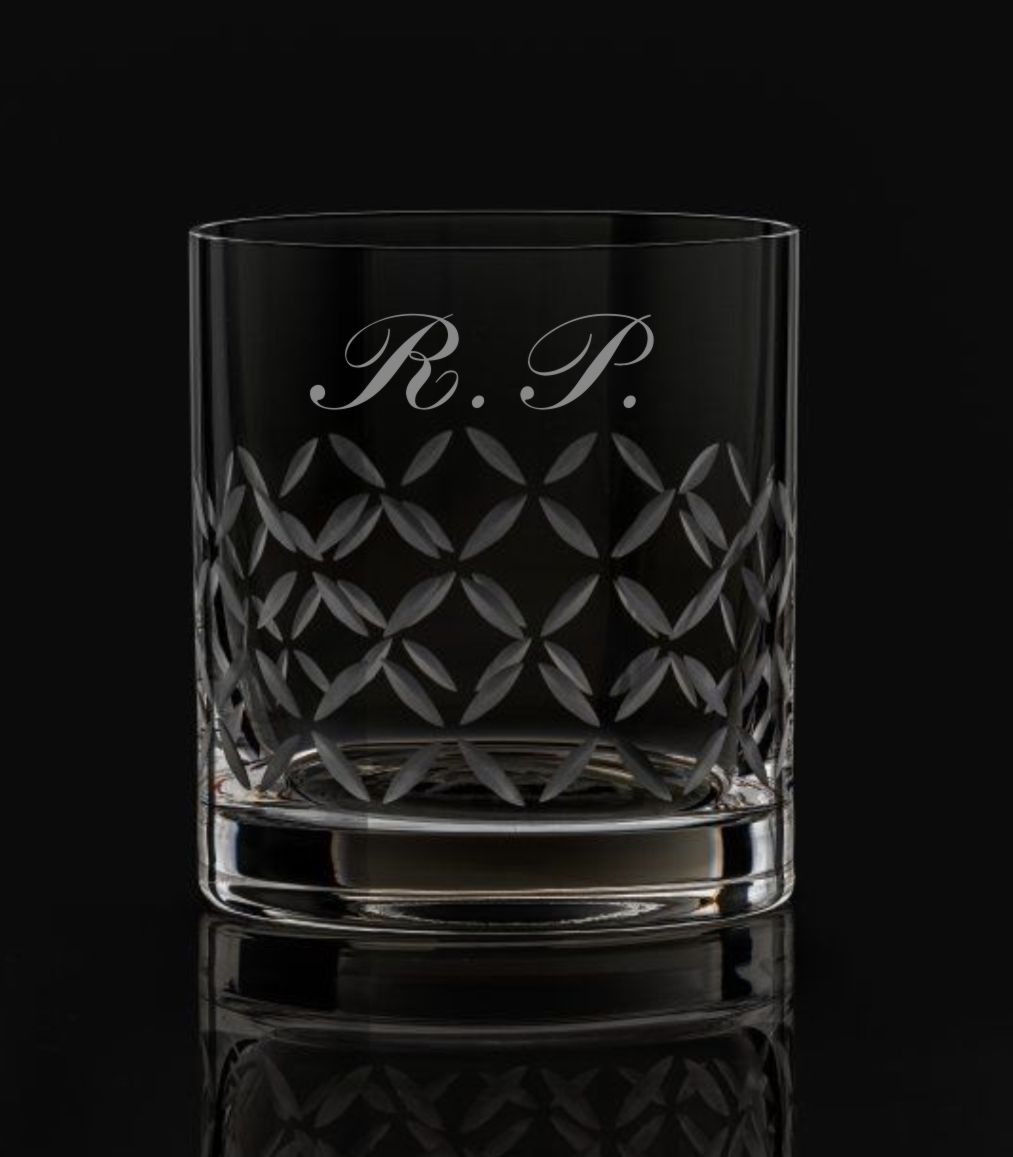 Broušené sklenice na whisky s monogramem - 2ks