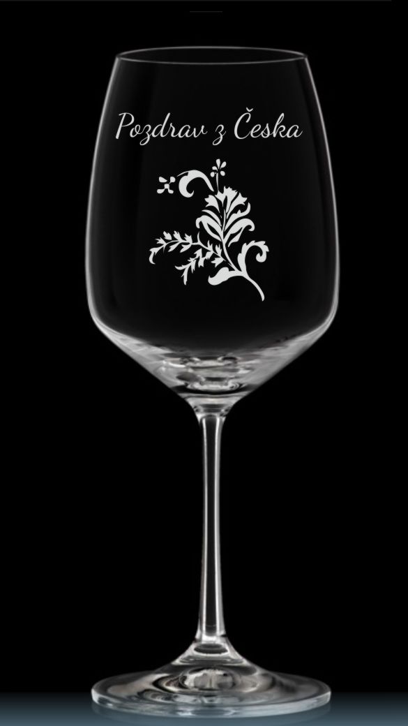 Sklenice na víno "Pozdrav z Česka"