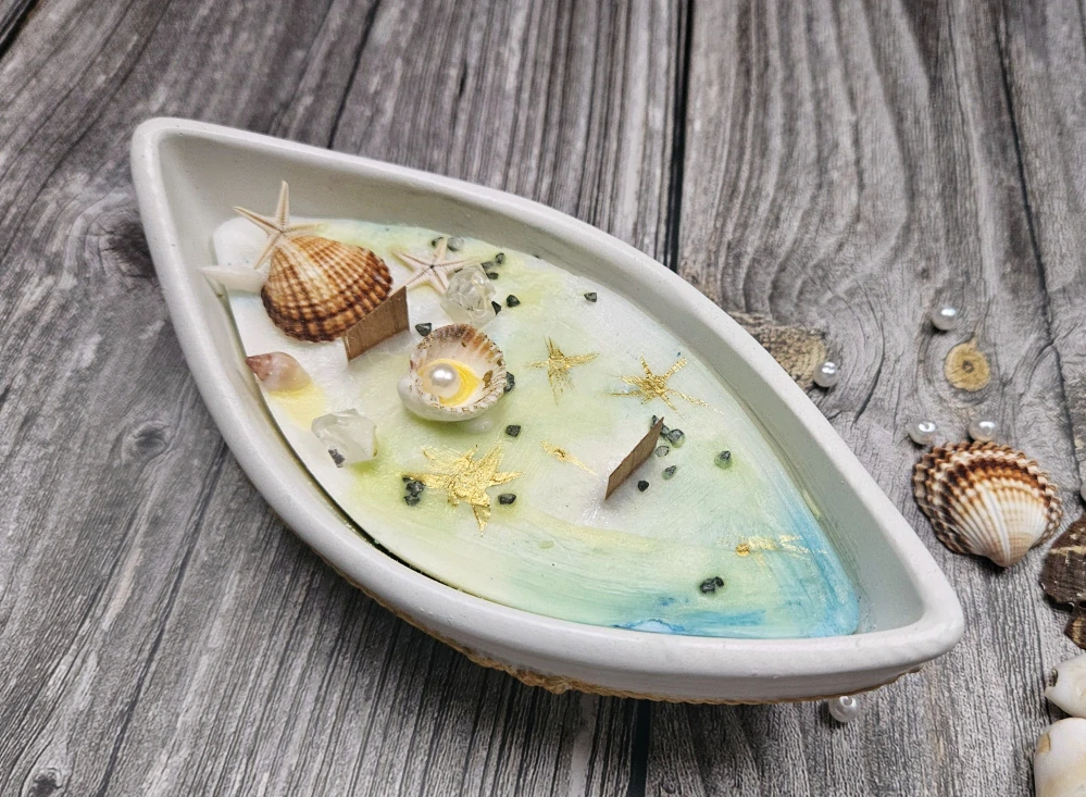 Vonná svíčka v loďce - mořský vánek